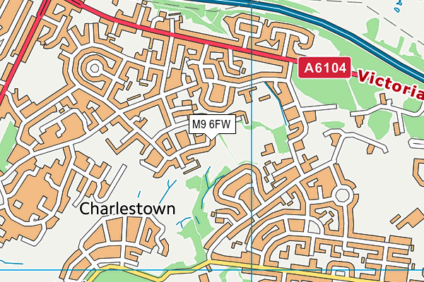 M9 6FW map - OS VectorMap District (Ordnance Survey)