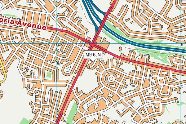 M9 6JN map - OS VectorMap District (Ordnance Survey)