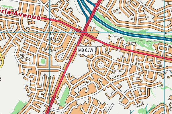 M9 6JW map - OS VectorMap District (Ordnance Survey)