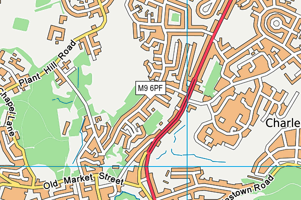 M9 6PF map - OS VectorMap District (Ordnance Survey)