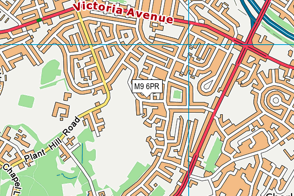 M9 6PR map - OS VectorMap District (Ordnance Survey)