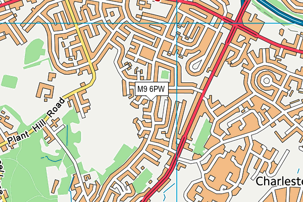 M9 6PW map - OS VectorMap District (Ordnance Survey)