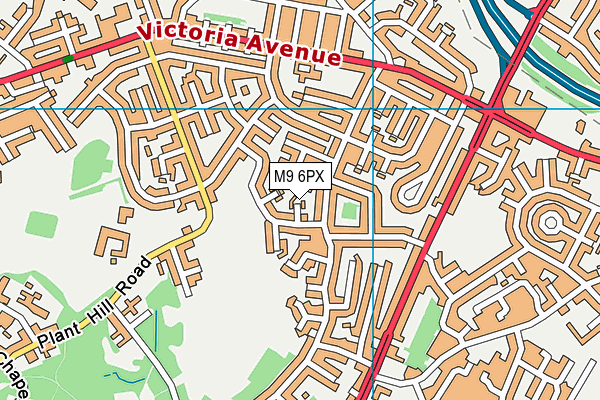 M9 6PX map - OS VectorMap District (Ordnance Survey)