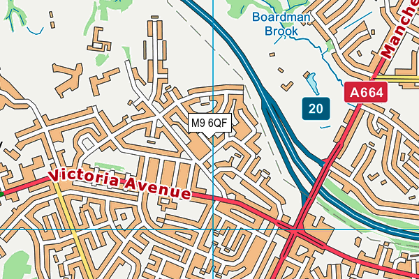M9 6QF map - OS VectorMap District (Ordnance Survey)