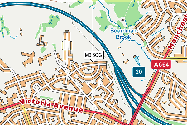 M9 6QG map - OS VectorMap District (Ordnance Survey)