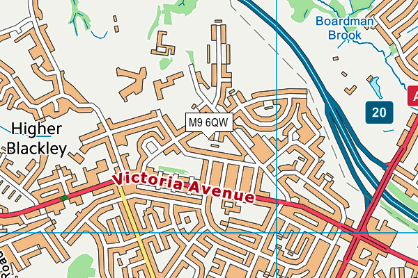 M9 6QW map - OS VectorMap District (Ordnance Survey)