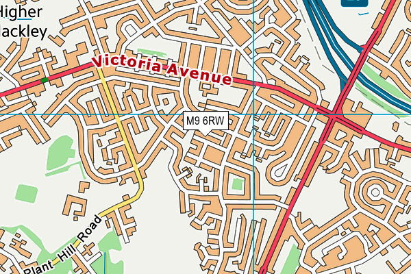 M9 6RW map - OS VectorMap District (Ordnance Survey)