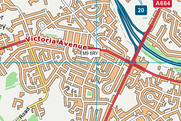 M9 6RY map - OS VectorMap District (Ordnance Survey)