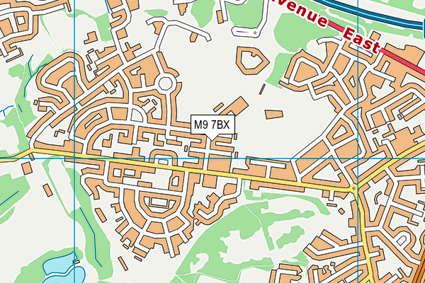 M9 7BX map - OS VectorMap District (Ordnance Survey)