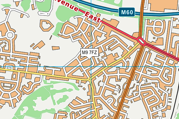 M9 7FZ map - OS VectorMap District (Ordnance Survey)