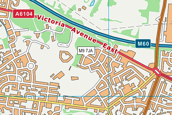 M9 7JA map - OS VectorMap District (Ordnance Survey)