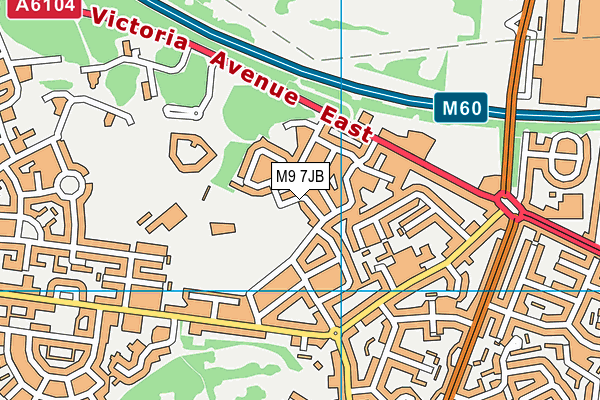 M9 7JB map - OS VectorMap District (Ordnance Survey)