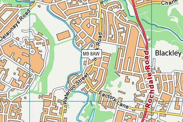 M9 8AW map - OS VectorMap District (Ordnance Survey)