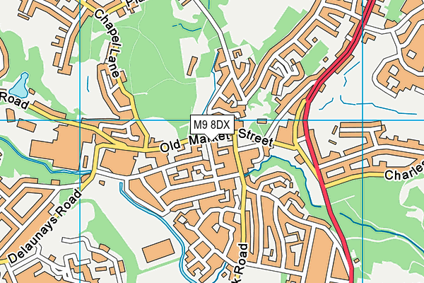 M9 8DX map - OS VectorMap District (Ordnance Survey)