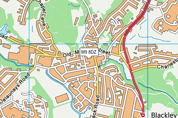 M9 8DZ map - OS VectorMap District (Ordnance Survey)