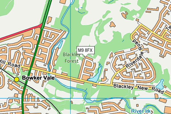 M9 8FX map - OS VectorMap District (Ordnance Survey)
