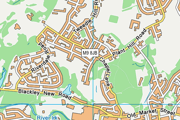M9 8JB map - OS VectorMap District (Ordnance Survey)