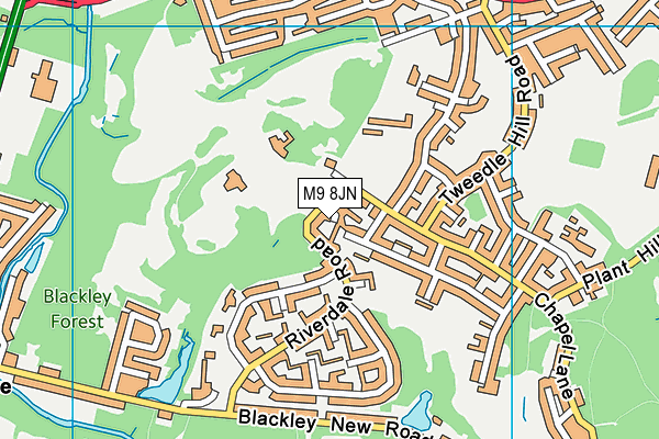 M9 8JN map - OS VectorMap District (Ordnance Survey)