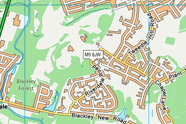 M9 8JW map - OS VectorMap District (Ordnance Survey)