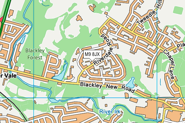 M9 8JX map - OS VectorMap District (Ordnance Survey)
