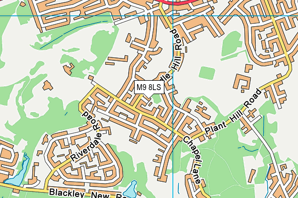 M9 8LS map - OS VectorMap District (Ordnance Survey)