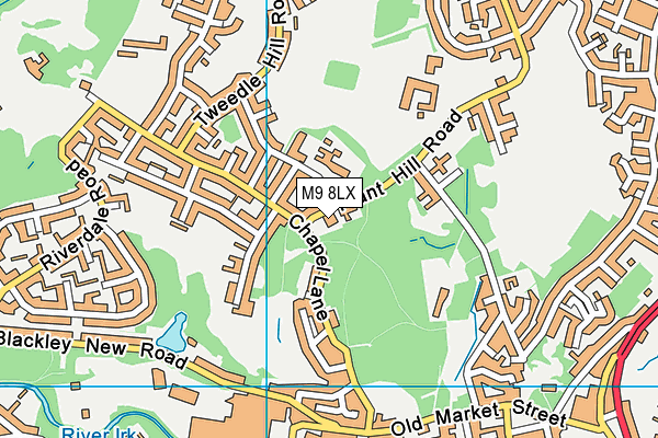 M9 8LX map - OS VectorMap District (Ordnance Survey)