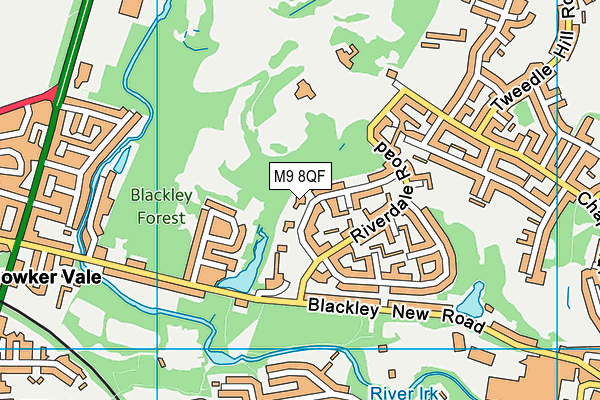 M9 8QF map - OS VectorMap District (Ordnance Survey)