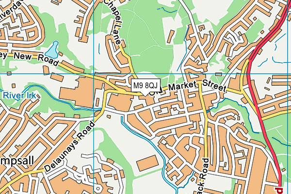 M9 8QJ map - OS VectorMap District (Ordnance Survey)