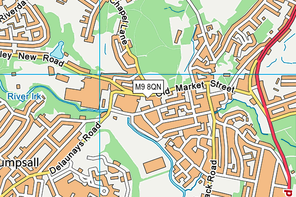 M9 8QN map - OS VectorMap District (Ordnance Survey)