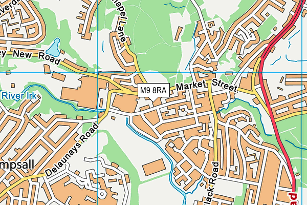 M9 8RA map - OS VectorMap District (Ordnance Survey)