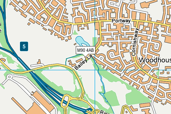 M90 4AB map - OS VectorMap District (Ordnance Survey)