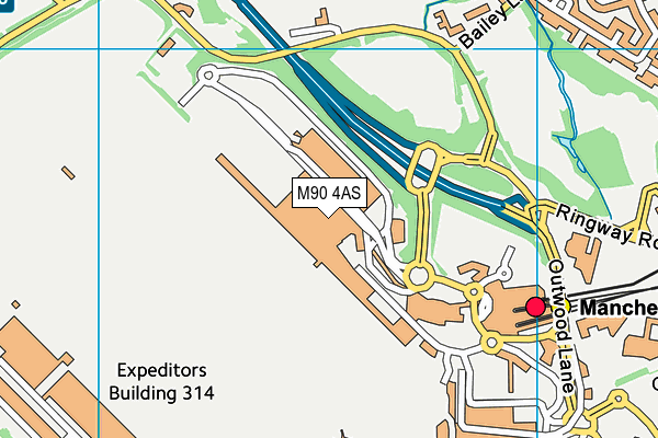 M90 4AS map - OS VectorMap District (Ordnance Survey)