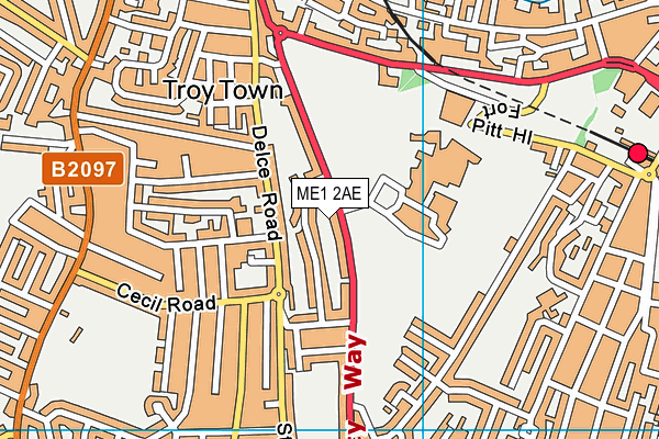 ME1 2AE map - OS VectorMap District (Ordnance Survey)