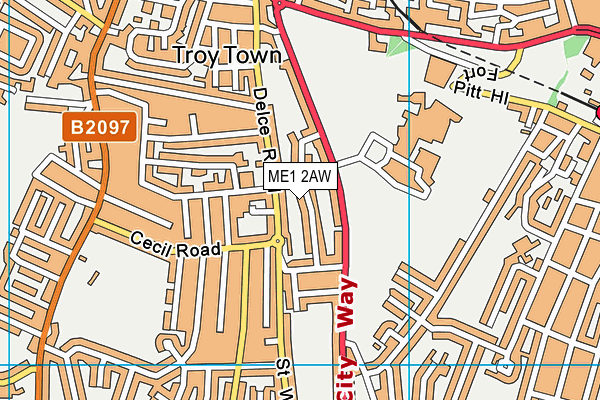 ME1 2AW map - OS VectorMap District (Ordnance Survey)