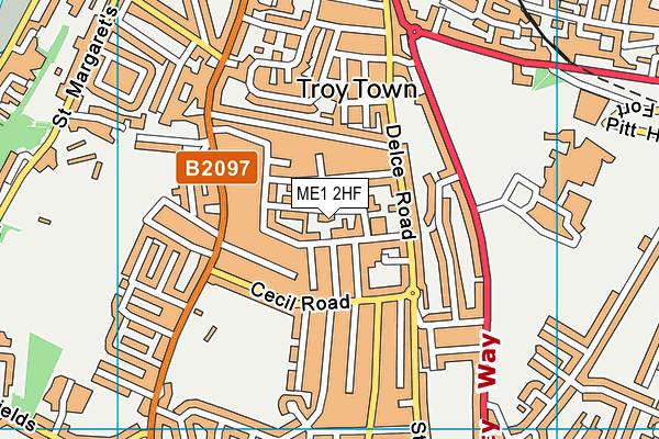 ME1 2HF map - OS VectorMap District (Ordnance Survey)