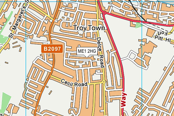 ME1 2HG map - OS VectorMap District (Ordnance Survey)