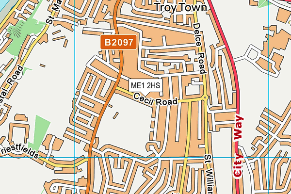 ME1 2HS map - OS VectorMap District (Ordnance Survey)