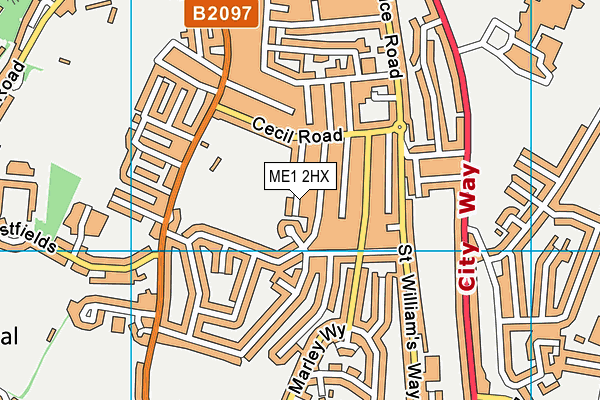 ME1 2HX map - OS VectorMap District (Ordnance Survey)