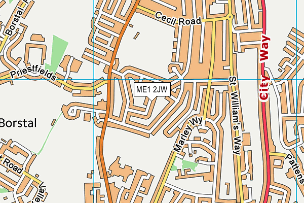 ME1 2JW map - OS VectorMap District (Ordnance Survey)