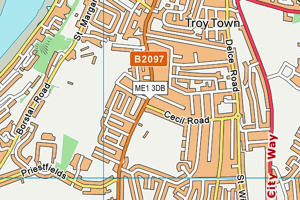 ME1 3DB map - OS VectorMap District (Ordnance Survey)