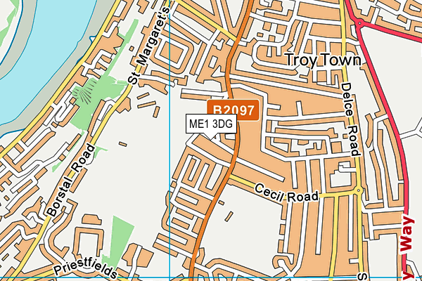 ME1 3DG map - OS VectorMap District (Ordnance Survey)