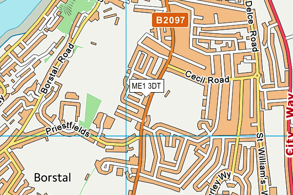 ME1 3DT map - OS VectorMap District (Ordnance Survey)