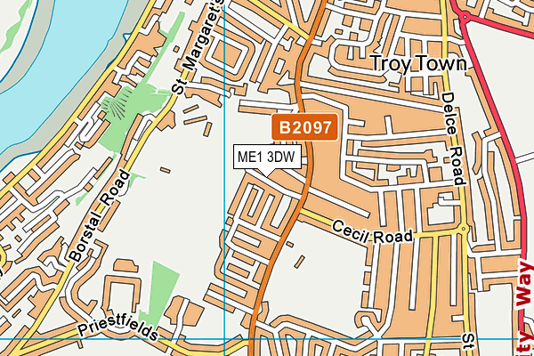 ME1 3DW map - OS VectorMap District (Ordnance Survey)