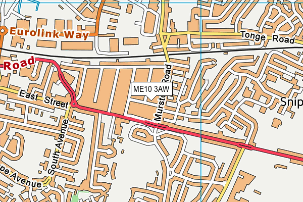 ME10 3AW map - OS VectorMap District (Ordnance Survey)