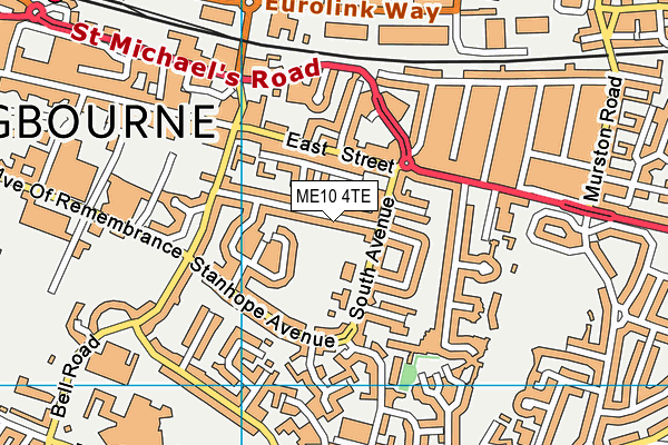 ME10 4TE map - OS VectorMap District (Ordnance Survey)