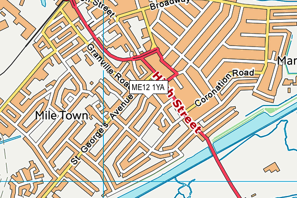 ME12 1YA map - OS VectorMap District (Ordnance Survey)