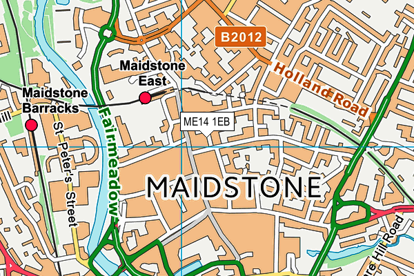 Maidstone Squash Club map (ME14 1EB) - OS VectorMap District (Ordnance Survey)