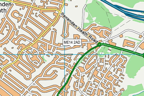 ME14 2AD map - OS VectorMap District (Ordnance Survey)