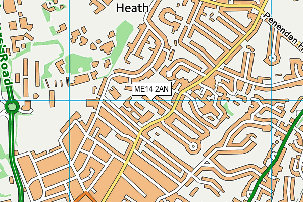 ME14 2AN map - OS VectorMap District (Ordnance Survey)