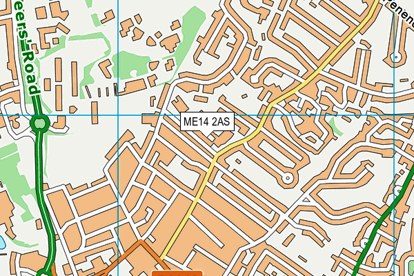 ME14 2AS map - OS VectorMap District (Ordnance Survey)